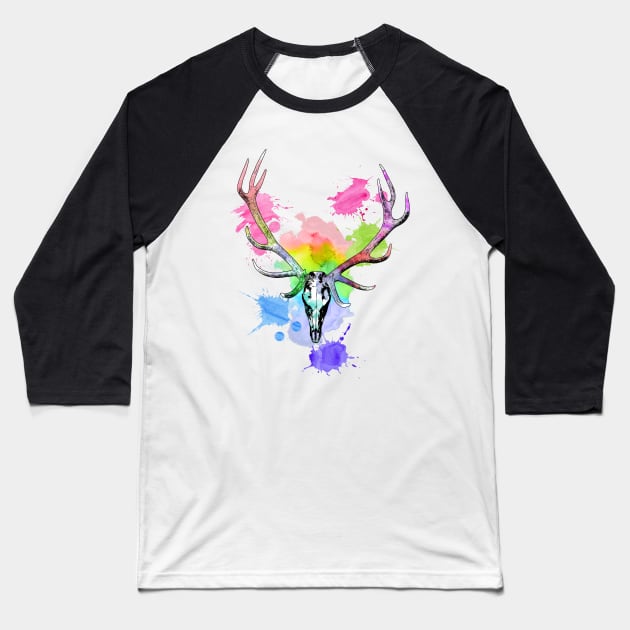 Deer Skull Baseball T-Shirt by MarceloMoretti90